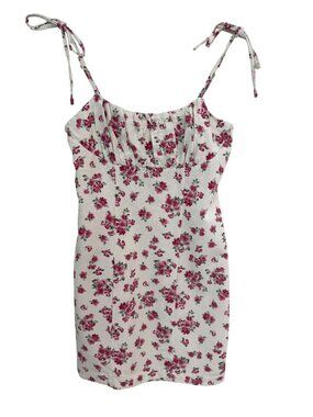 Monteau Los Angeles Floral Mini Dress Linen Blend Womens XS